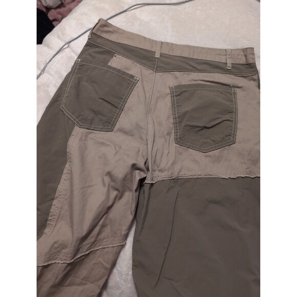Green and tan patch work flare pants size large - Picture 5 of 6